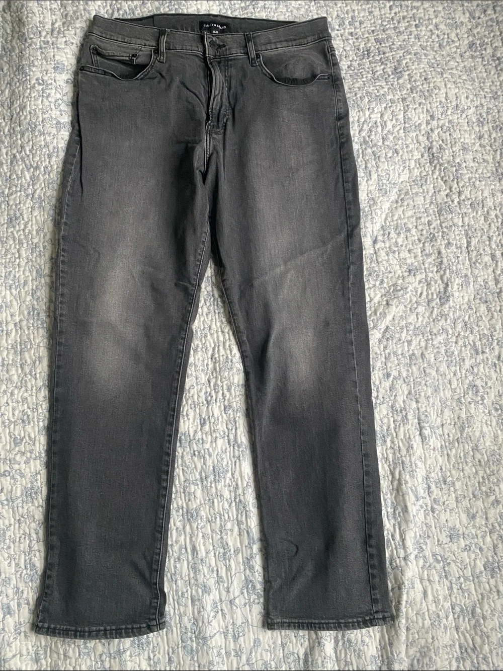 Lucky Brand Men's Washed Black Athletic Straight Jeans